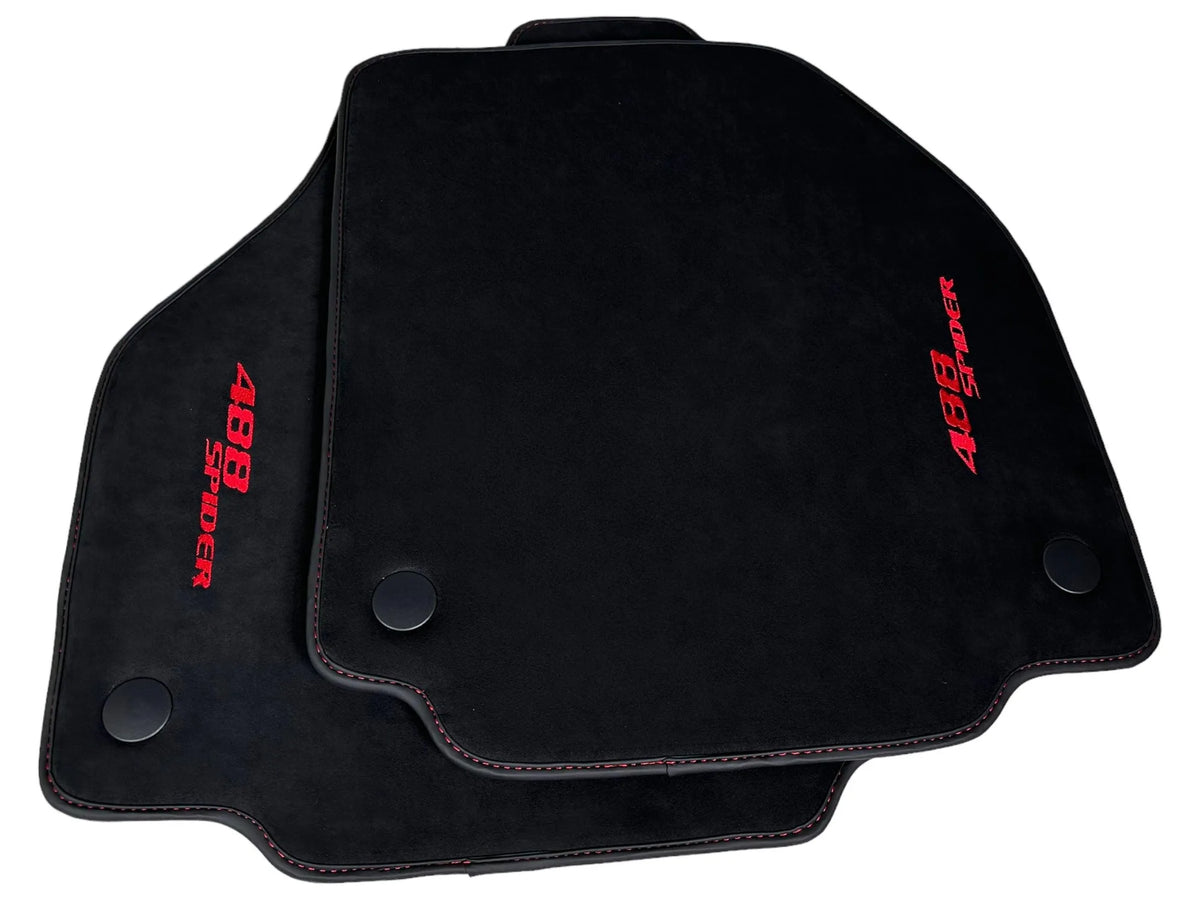 Alcantara Bilmatter for Ferrari 488 Spider 2016-2022 rød søm - AutoWin