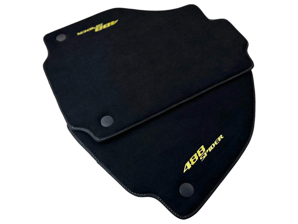 Alcantara Floor Mats for Ferrari 488 Spider 2016-2022 Yellow Sewing - AutoWin