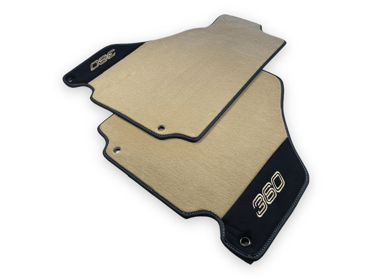 Beige Floor Mats For Ferrari 360 Modena 1999-2005 With Alcantara Leather - AutoWin