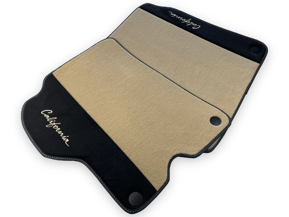Beige Floor Mats For Ferrari California 2008-2014 With Alcantara - AutoWin
