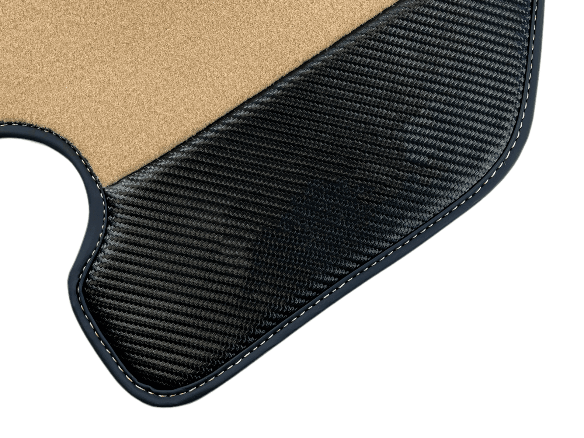Beige Floor Mats For Ferrari F430 2004-2009 With Carbon Fiber Leather - AutoWin