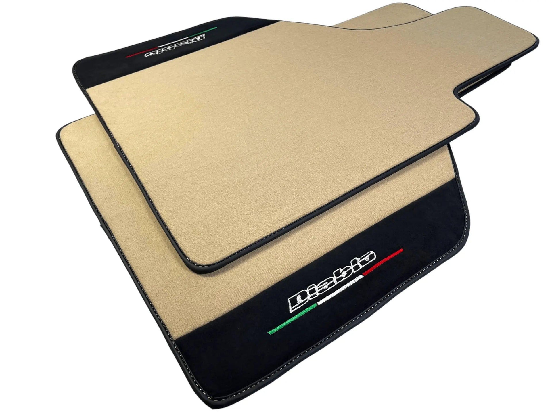 Beige Floor Mats for Lamborghini Diablo 1990-2001 With Alcantara Leather - AutoWin