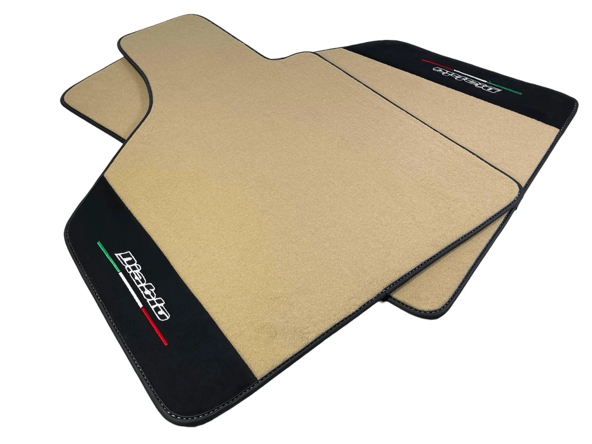 Beige Floor Mats for Lamborghini Diablo 1990-2001 With Alcantara Leather - AutoWin