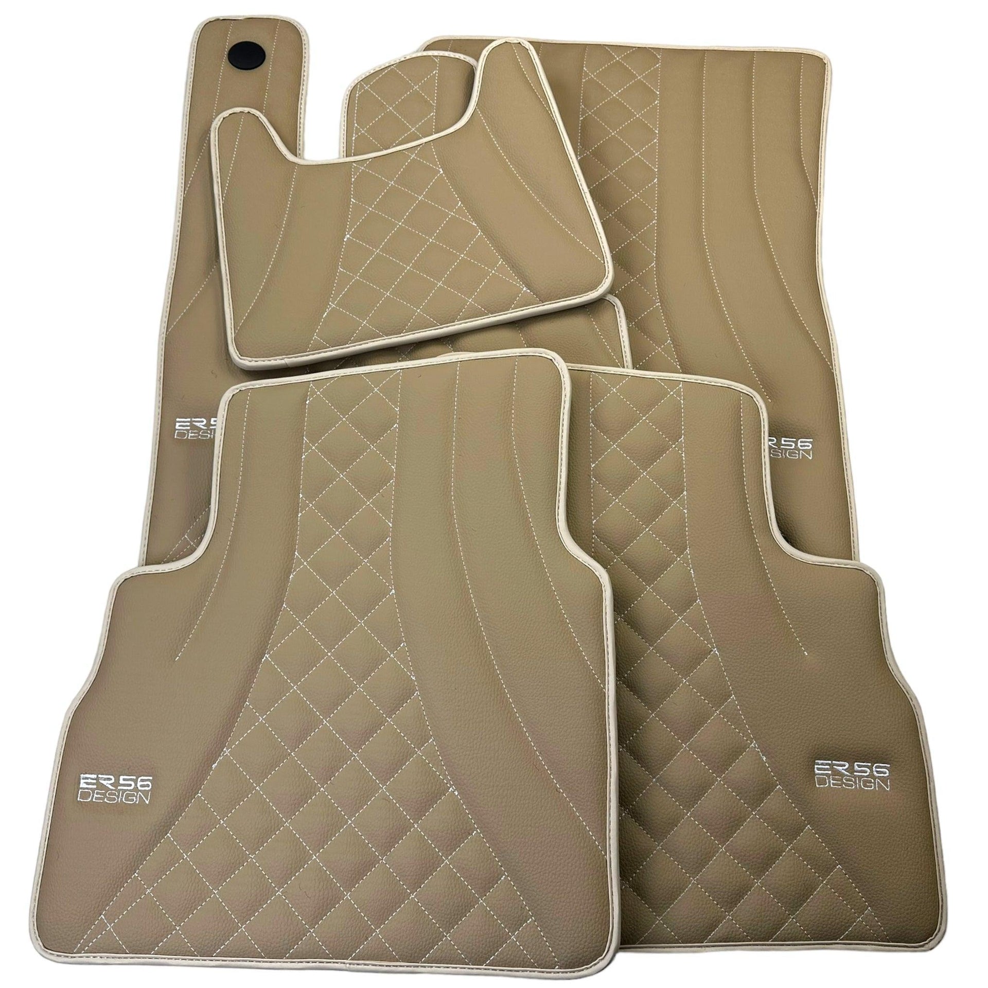 Beige Leather Floor Mats for Mercedes-Benz G Class W461 (1979-2008) ER56 Design - AutoWin