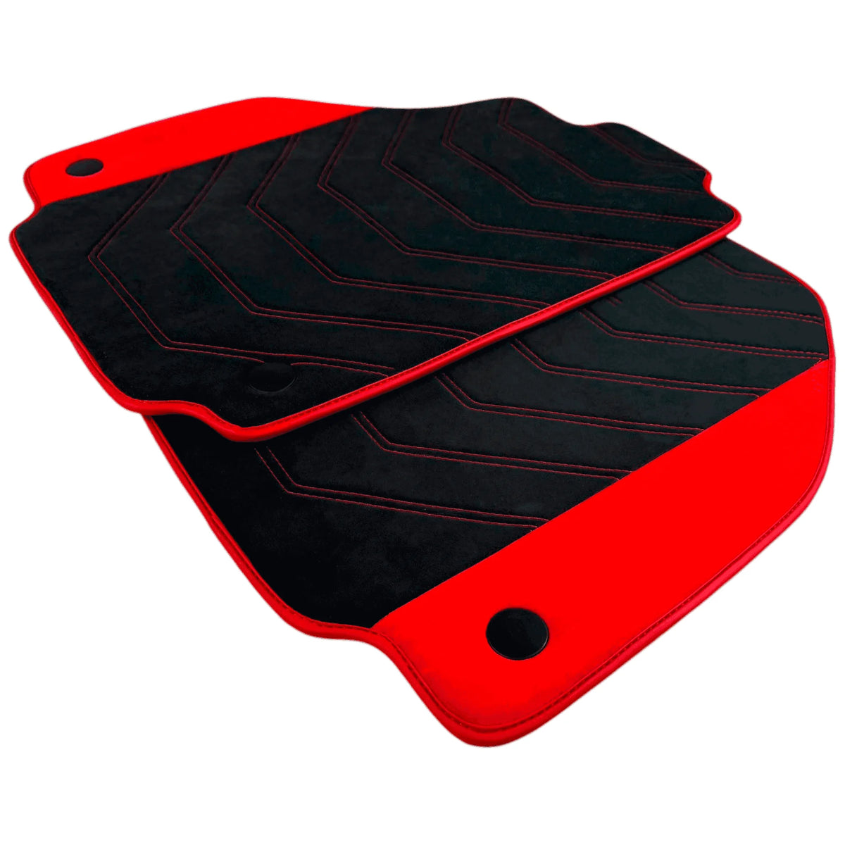 Black Alcantara Floor Mats for Ferrari 458 Spider (2012-2015) with Red Alcantara Accents