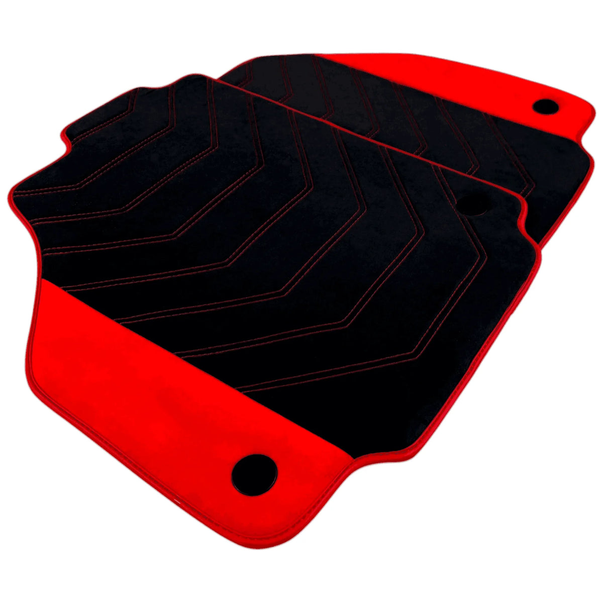 Black Alcantara Floor Mats for Ferrari F8 Spider (2019-2023) with Red Alcantara Accents