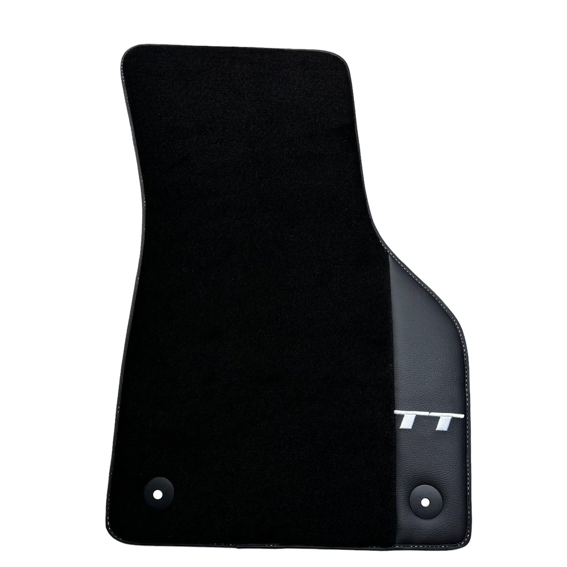 Black Floor Mats for Audi TT MK3 Coupe (2014-2019) with Leather - AutoWin