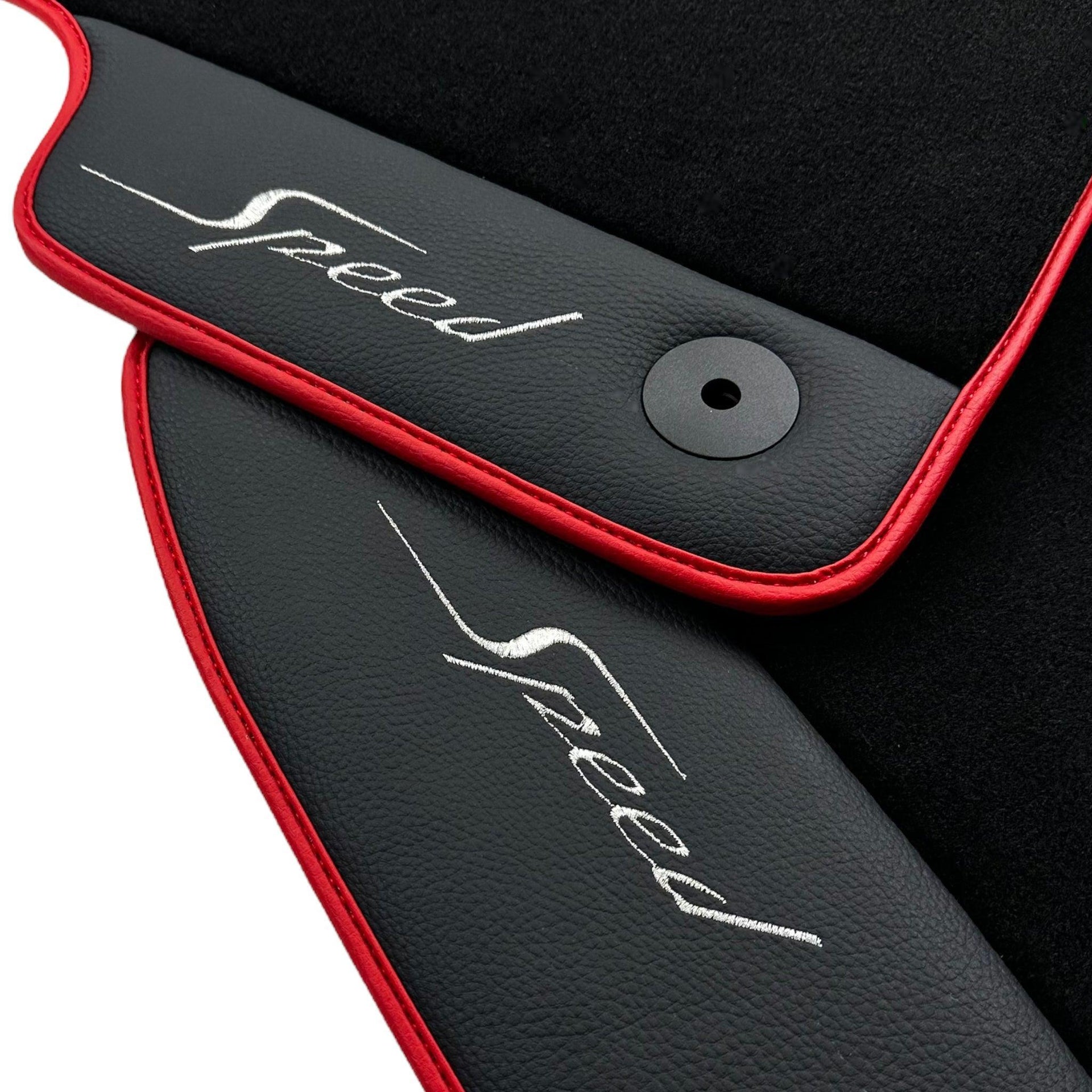 Black Floor Mats for Bentley Bentayga (2015-2023) with Leather | Red Trim - AutoWin