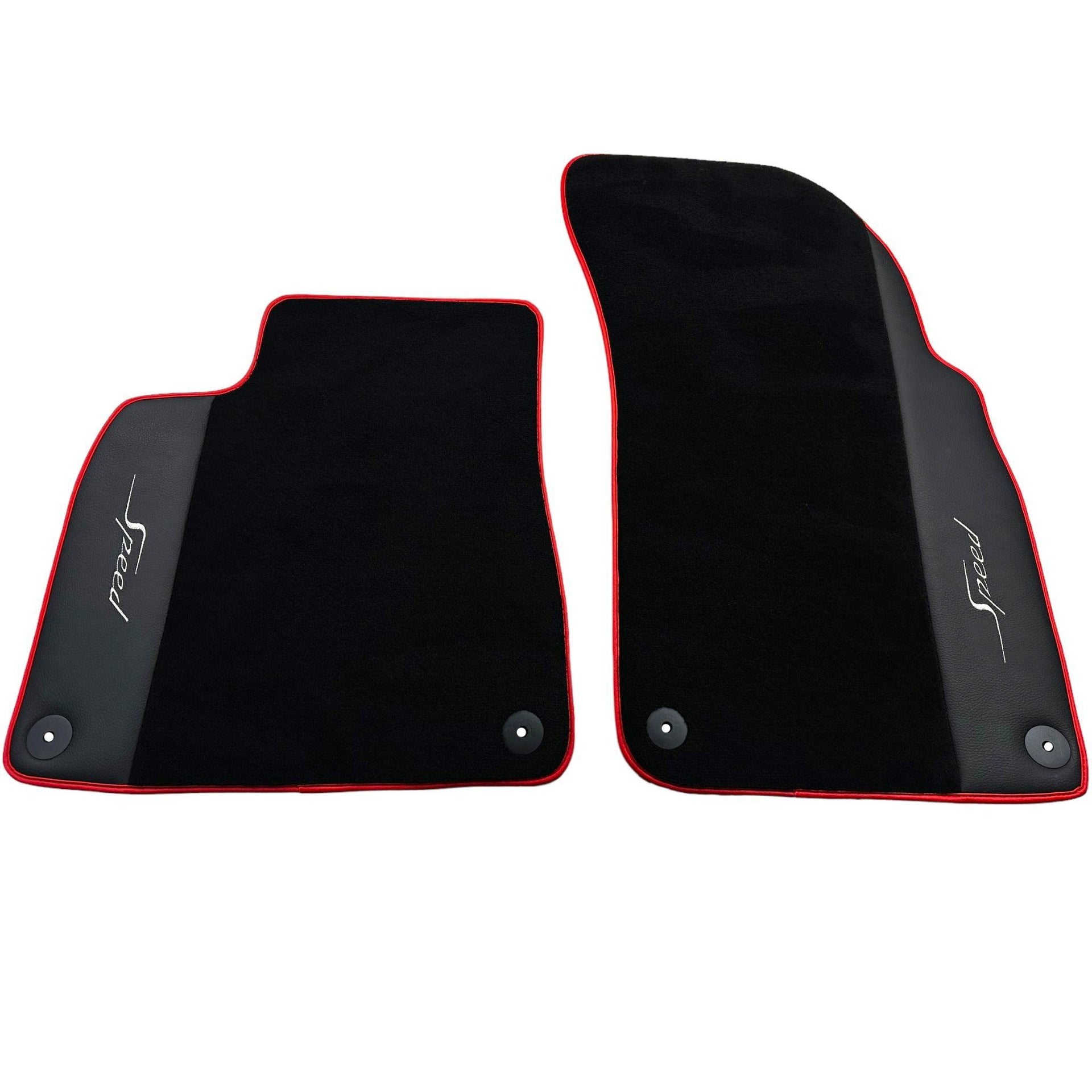 Black Floor Mats for Bentley Bentayga (2015-2023) with Leather | Red Trim - AutoWin