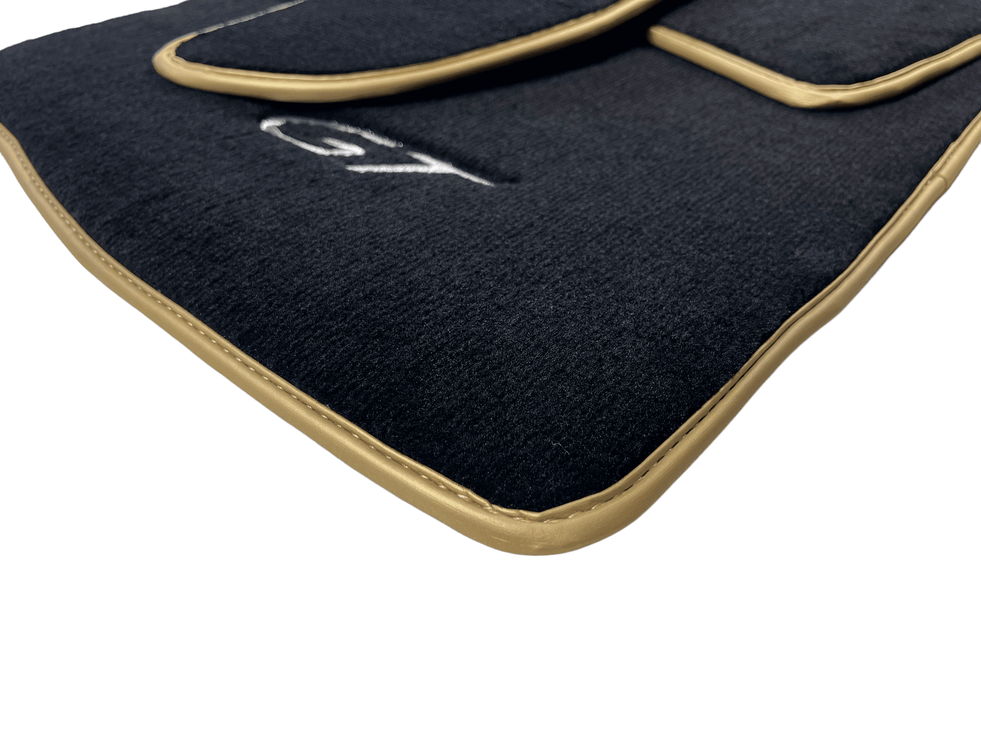 Black Floor Mats For Bentley Continental GT (2011–2018) With Gold Color Trim - AutoWin