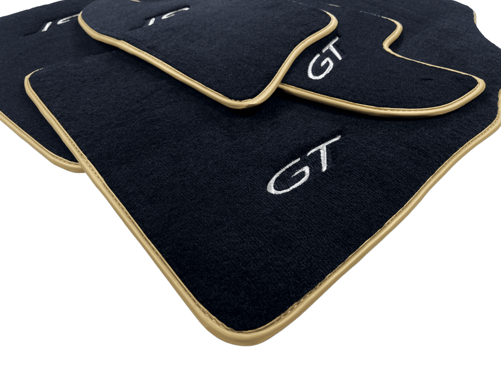 Black Floor Mats For Bentley Continental GTC (2011-2018) With Gold Color Trim - AutoWin