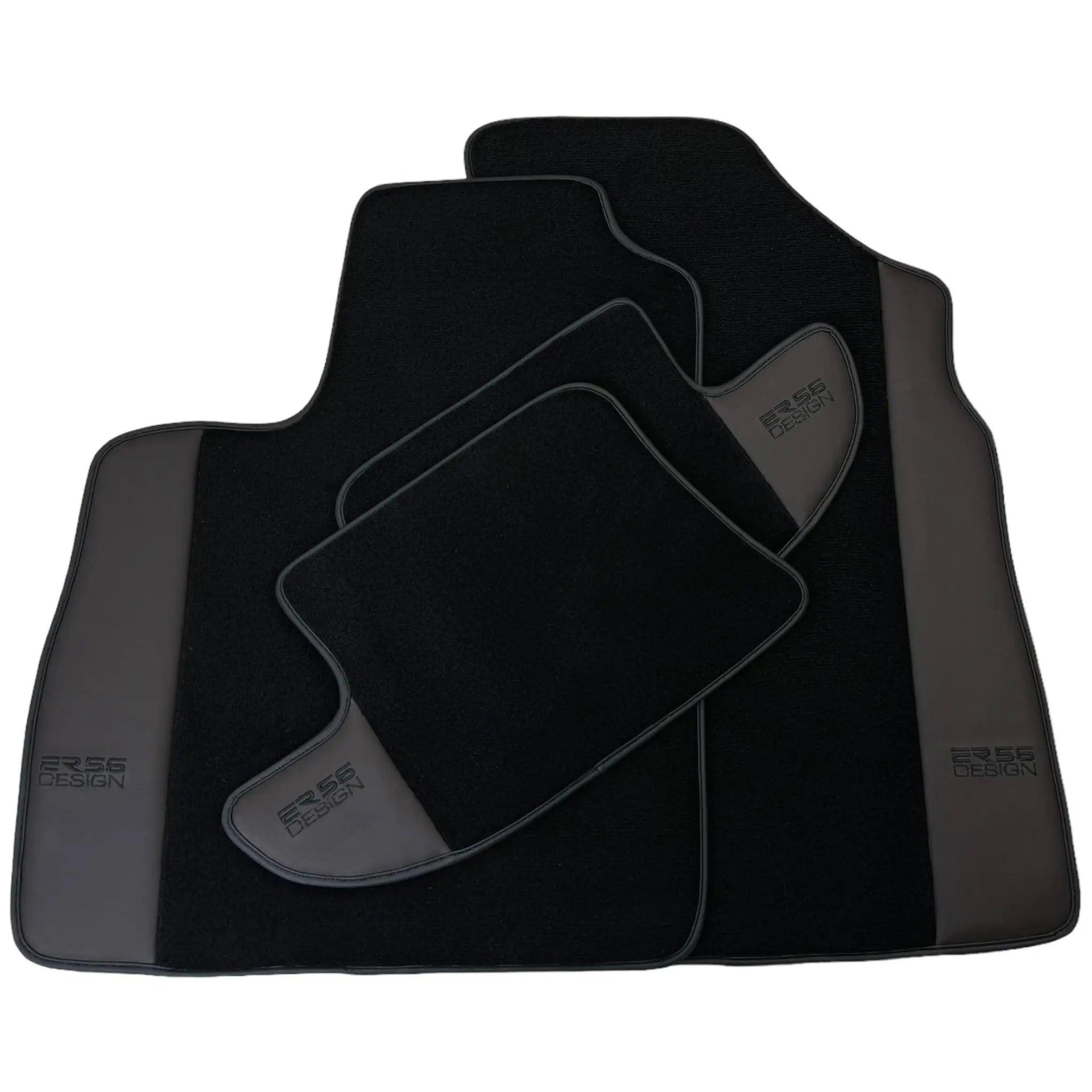 Black Floor Mats for Bentley Continental GTC (2011–2018) with Dark Brown Leather | ER56 Design - AutoWin