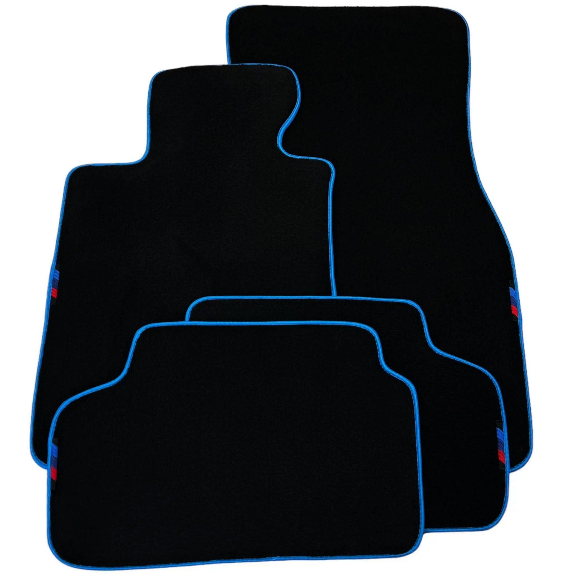 Black Floor Mats For BMW Gran Tourer F46 (2015-2022) 7 Seats | Sky Blue Trim - AutoWin