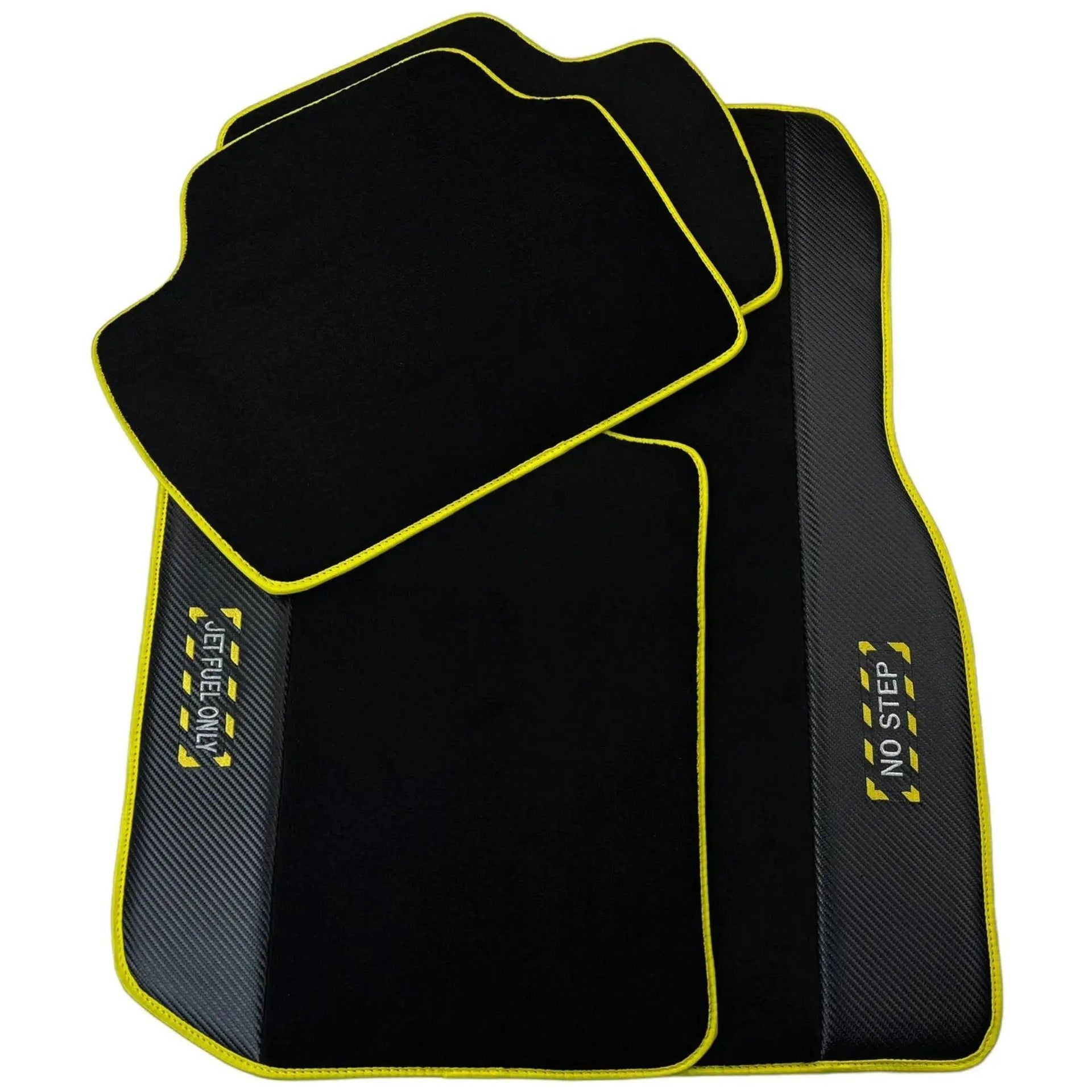 Black Floor Mats For BMW 7 Series E65 | Fighter Jet Edition | Yellow Trim AutoWin Brand - AutoWin