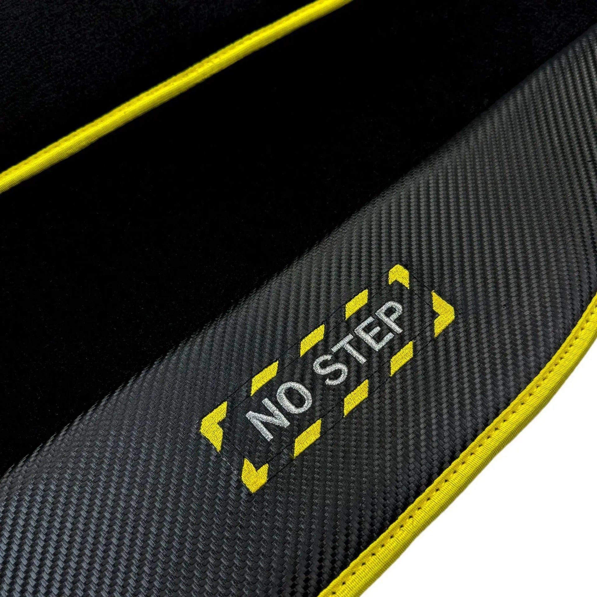 Black Floor Mats For BMW 7 Series F02 | Fighter Jet Edition | Yellow Trim AutoWin Brand - AutoWin