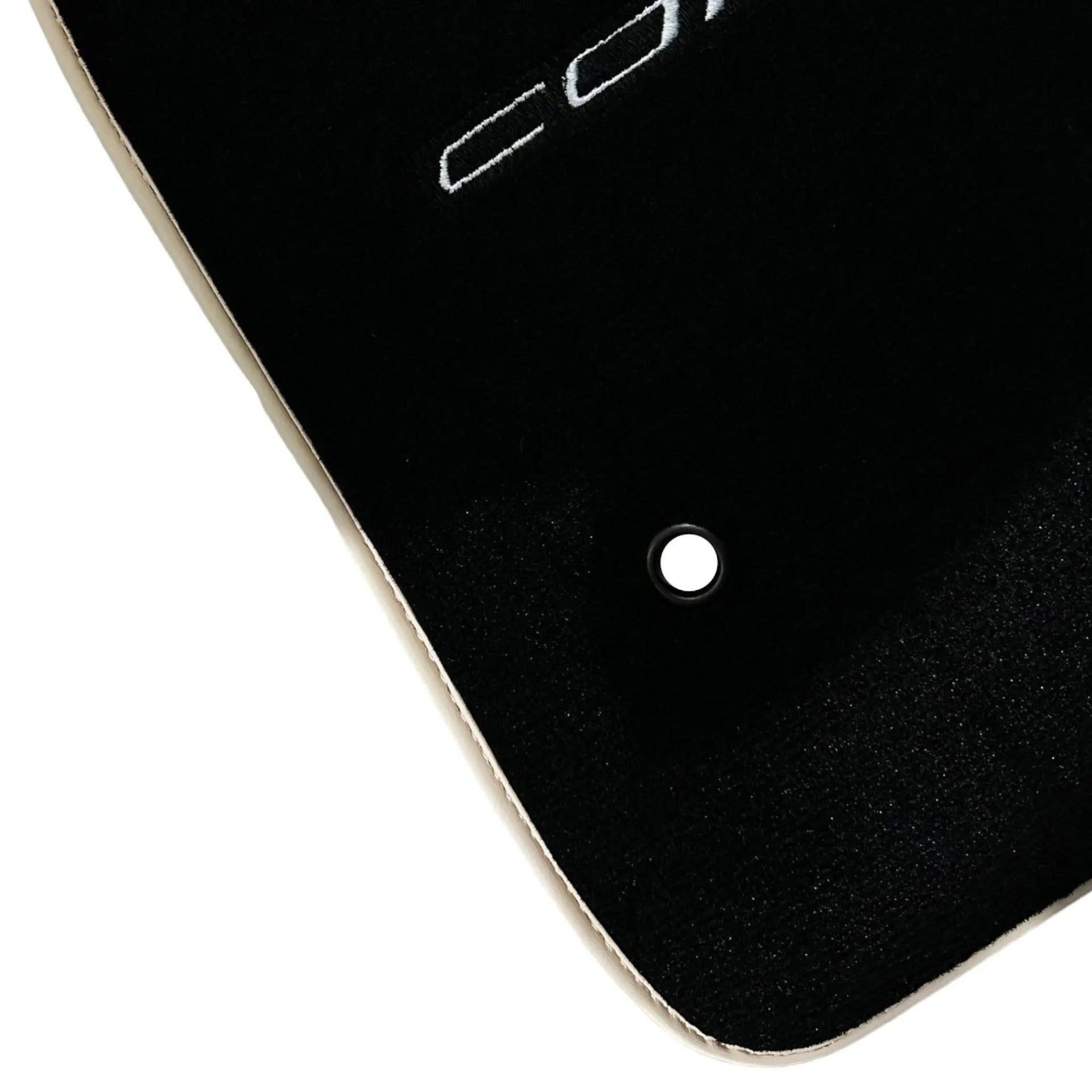 Black Floor Mats For Chevrolet Corvette C6 (2005-2013) with Beige Trim - AutoWin