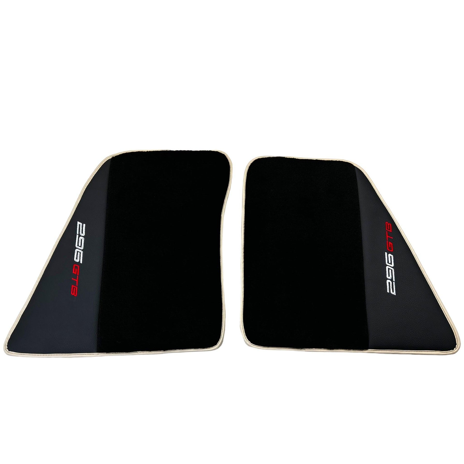 Black Floor Mats for Ferrari 296 GTB (2022-2024) with Leather | Beige Trim - AutoWin