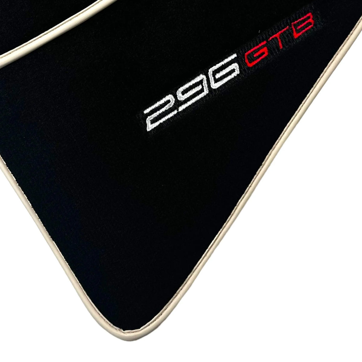 Black Floor Mats for Ferrari 296 GTB (2022-2027) with Beige Trim - AutoWin