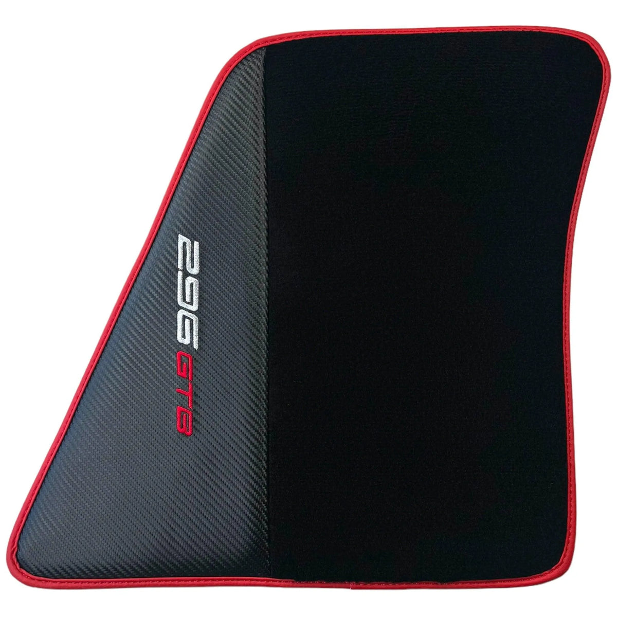 Black Floor Mats for Ferrari 296 GTB (2022-2027) with Carbon Fiber | Red Trim - AutoWin