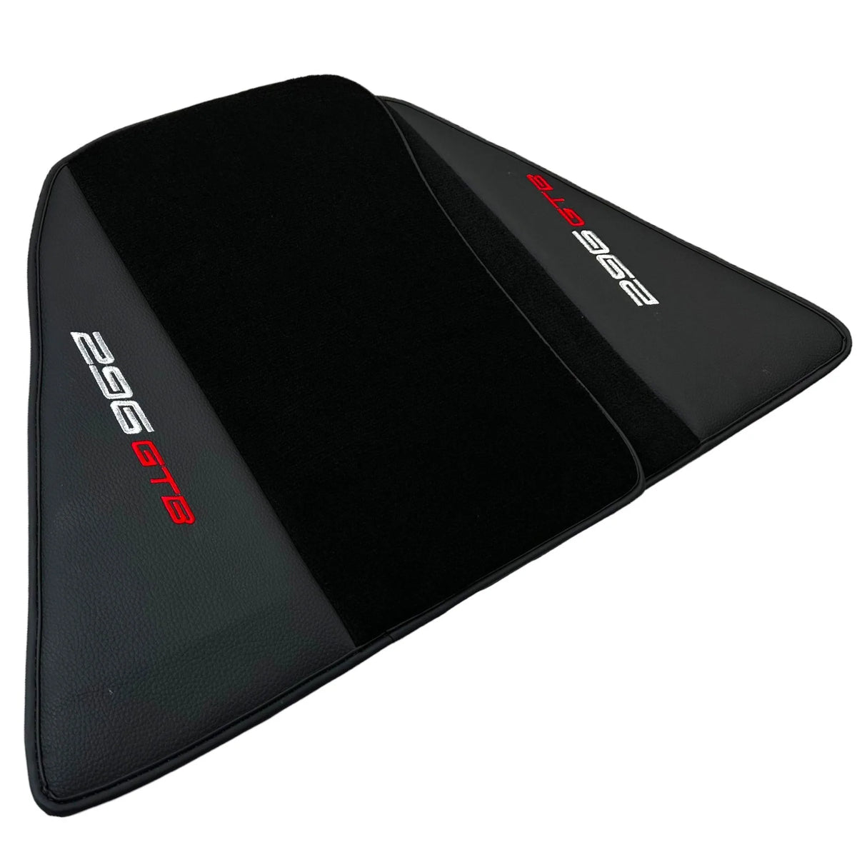 Black Floor Mats for Ferrari 296 GTB (2022-2027) with Leather - AutoWin
