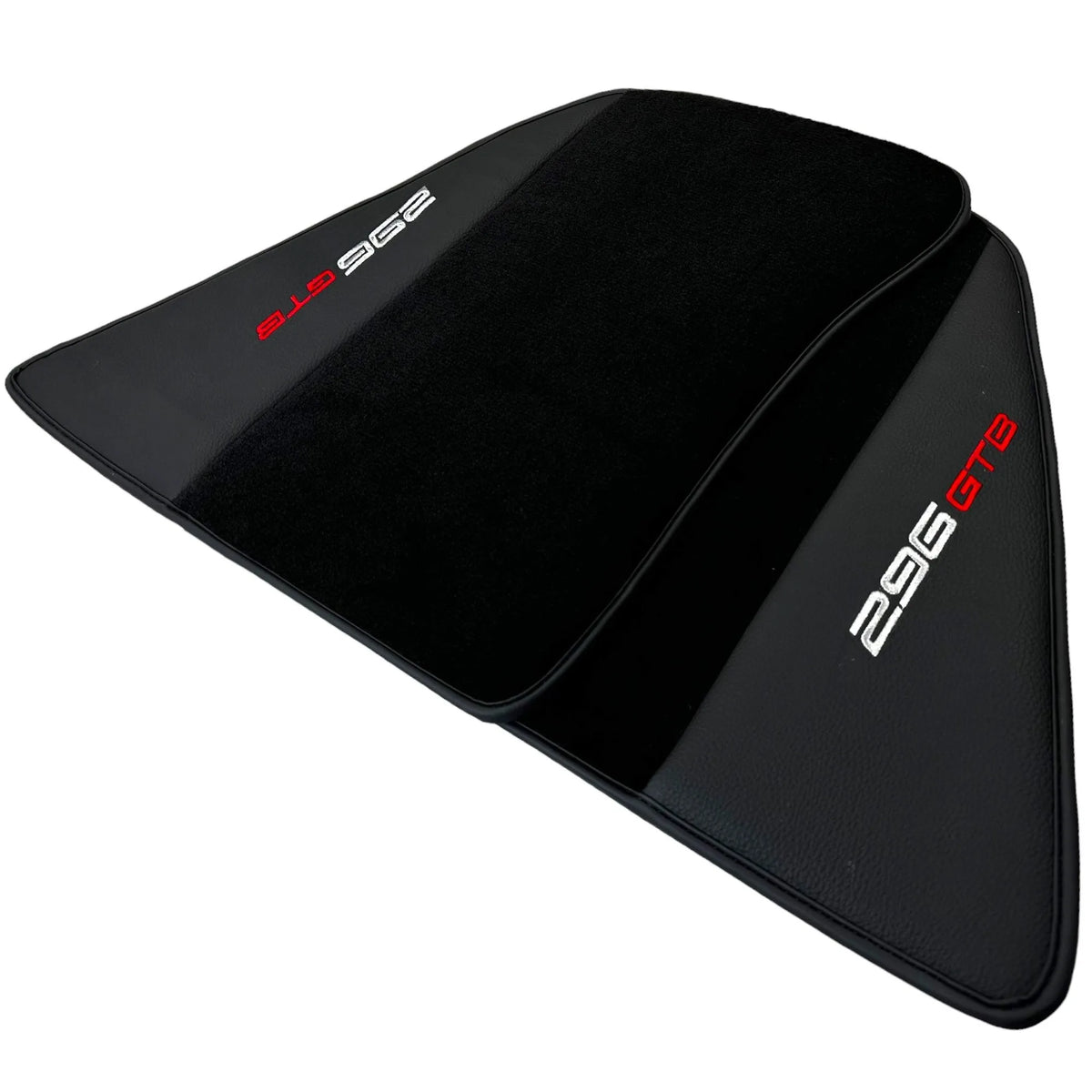 Black Floor Mats for Ferrari 296 GTB (2022-2027) with Leather - AutoWin