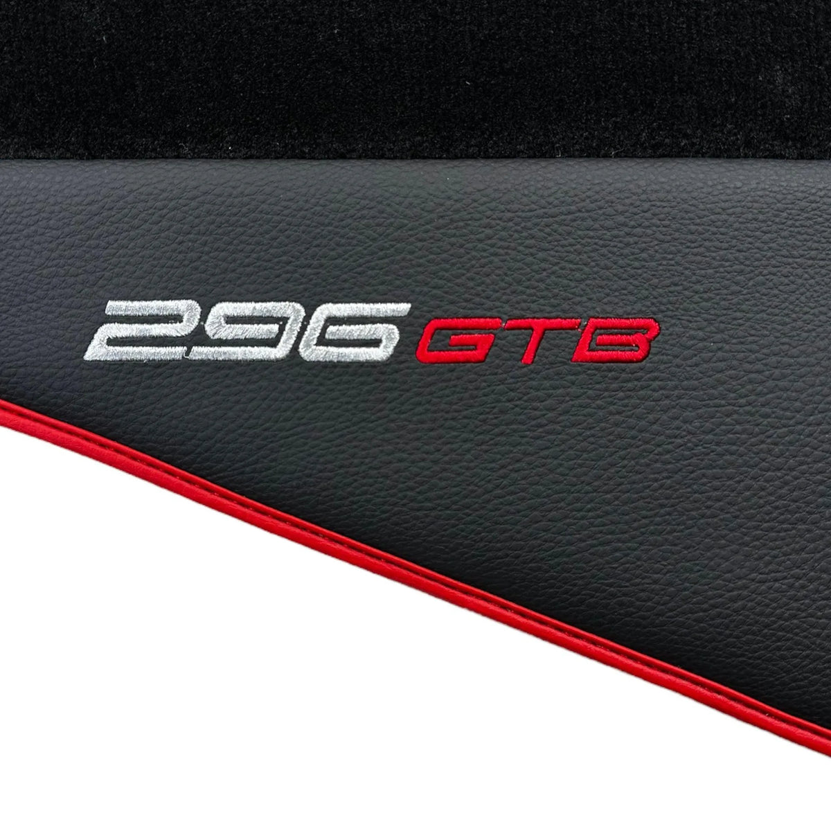 Black Floor Mats for Ferrari 296 GTB (2022-2027) with Leather and Red Trim - AutoWin