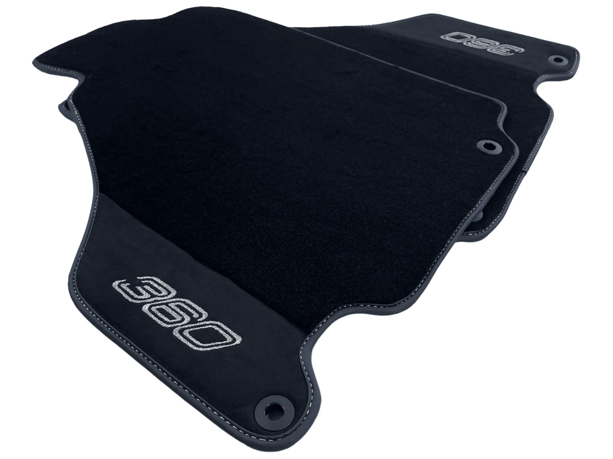 Black Floor Mats For Ferrari 360 Modena 1999-2005 With Alcantara Leather - AutoWin