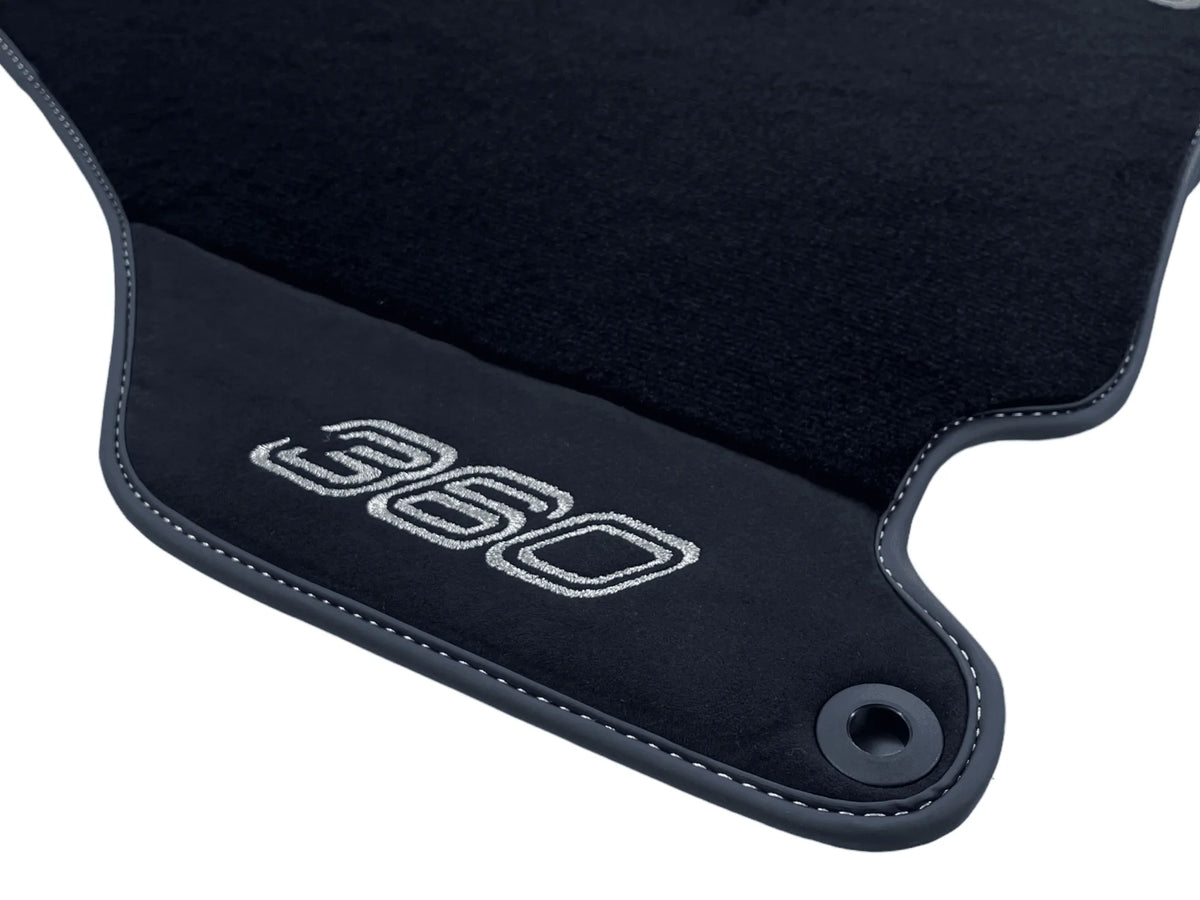 Black Floor Mats For Ferrari 360 Modena 1999-2005 With Alcantara Leather - AutoWin