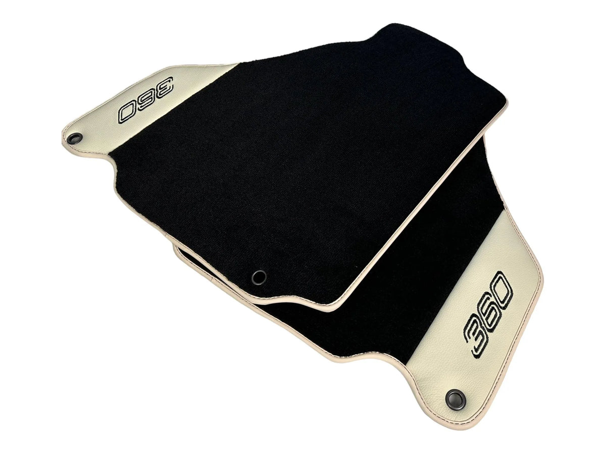 Black Floor Mats For Ferrari 360 Modena 1999-2005 With Beige Leather - AutoWin