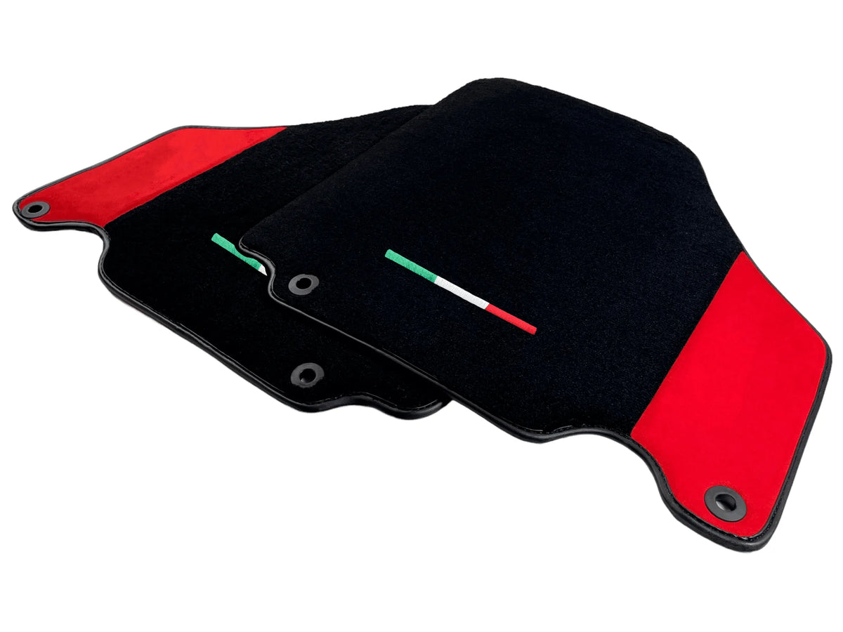 Black Floor Mats For Ferrari 360 Modena 1999-2005 With Red Alcantara Leather - AutoWin