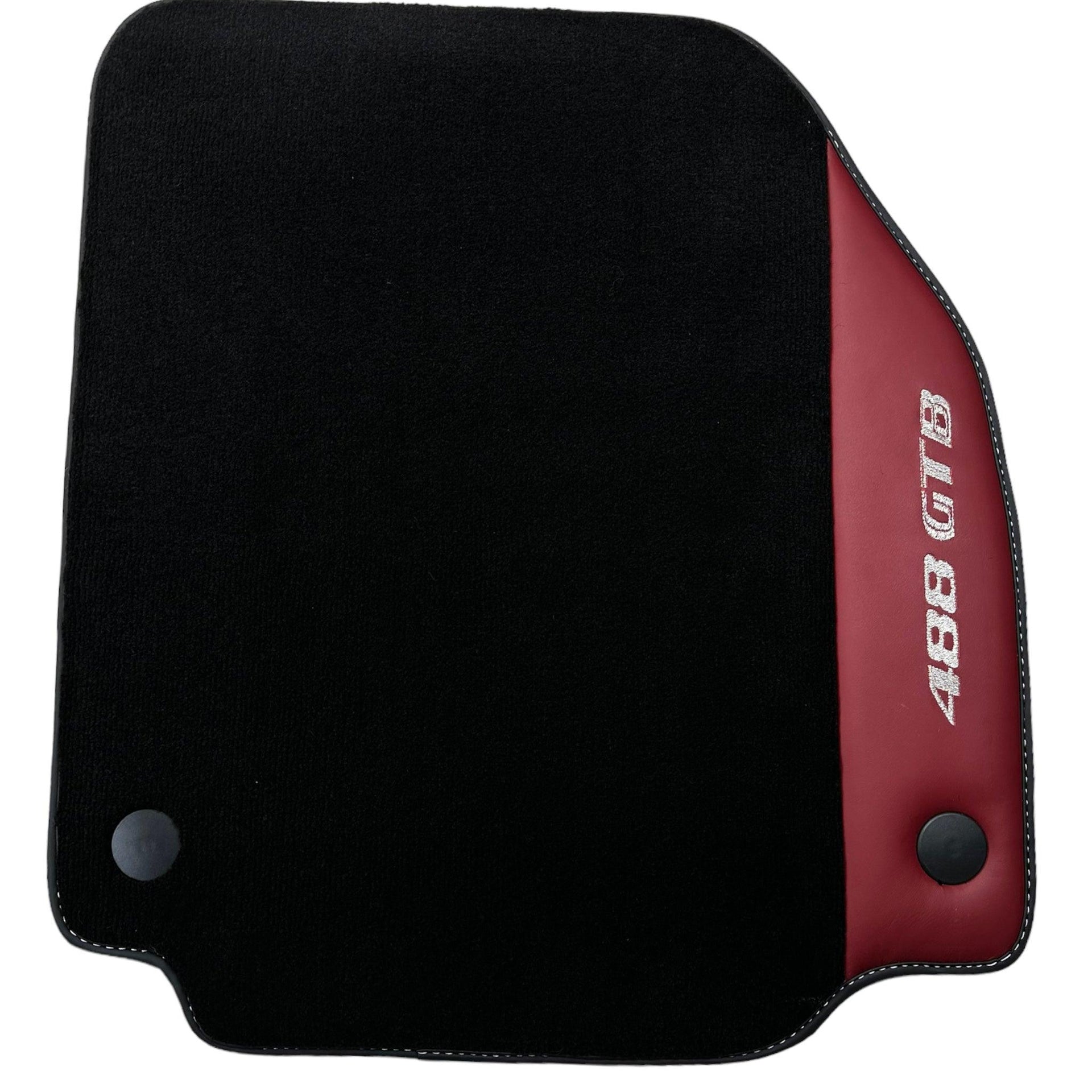 Black Floor Mats for Ferrari 488 GTB (2015-2022) with Bordeaux Nappa Leather - AutoWin