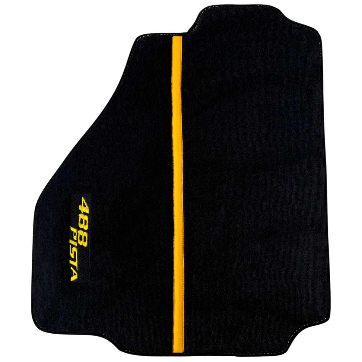 Black Floor Mats For Ferrari 488 Pista 2019-2021 With Yellow Leather