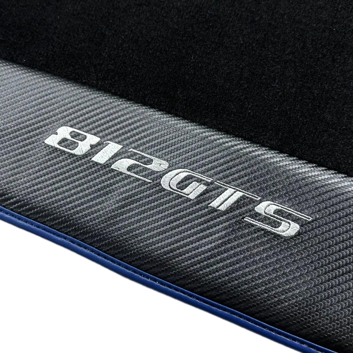 Black Floor Mats for Ferrari 812 GTS (2019-2023) with Carbon Leather - AutoWin