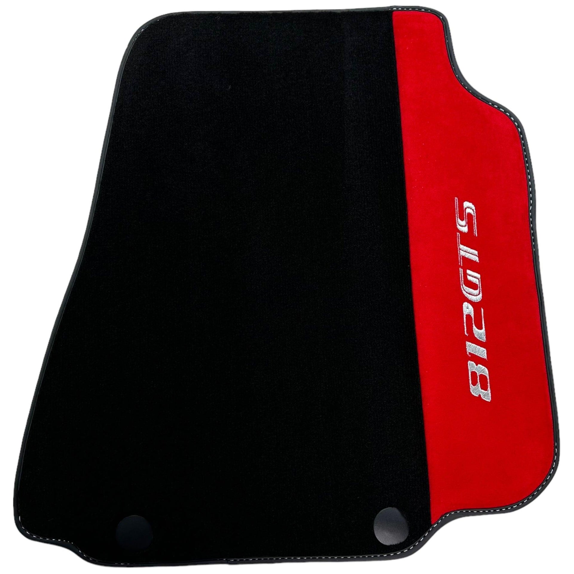 Black Floor Mats for Ferrari 812 GTS (2019-2023) with Red Alcantara Leather - AutoWin