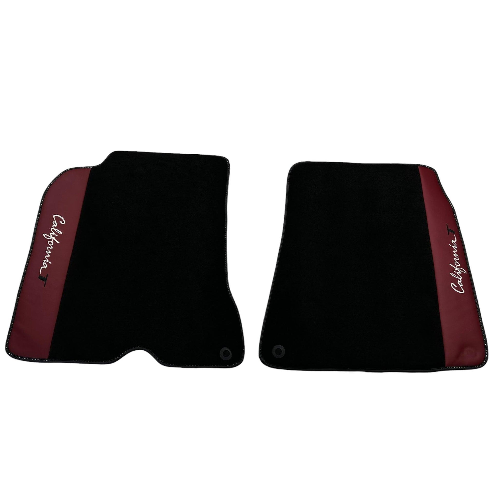 Black Floor Mats for Ferrari California T (2015–2018) Bordeaux Nappa Leather - AutoWin