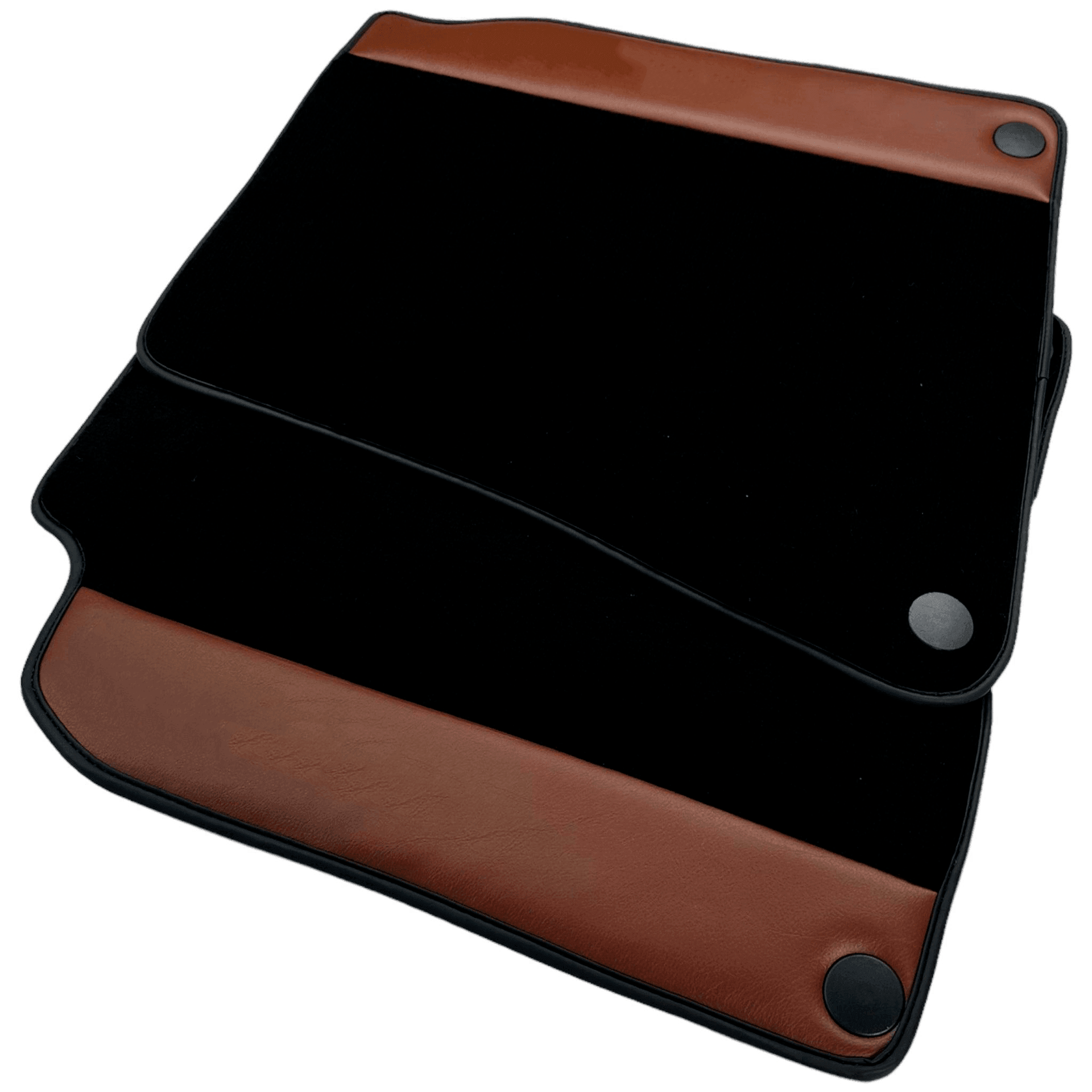 Black Floor Mats For Ferrari California T 2015–2018 with Brown Leather - AutoWin