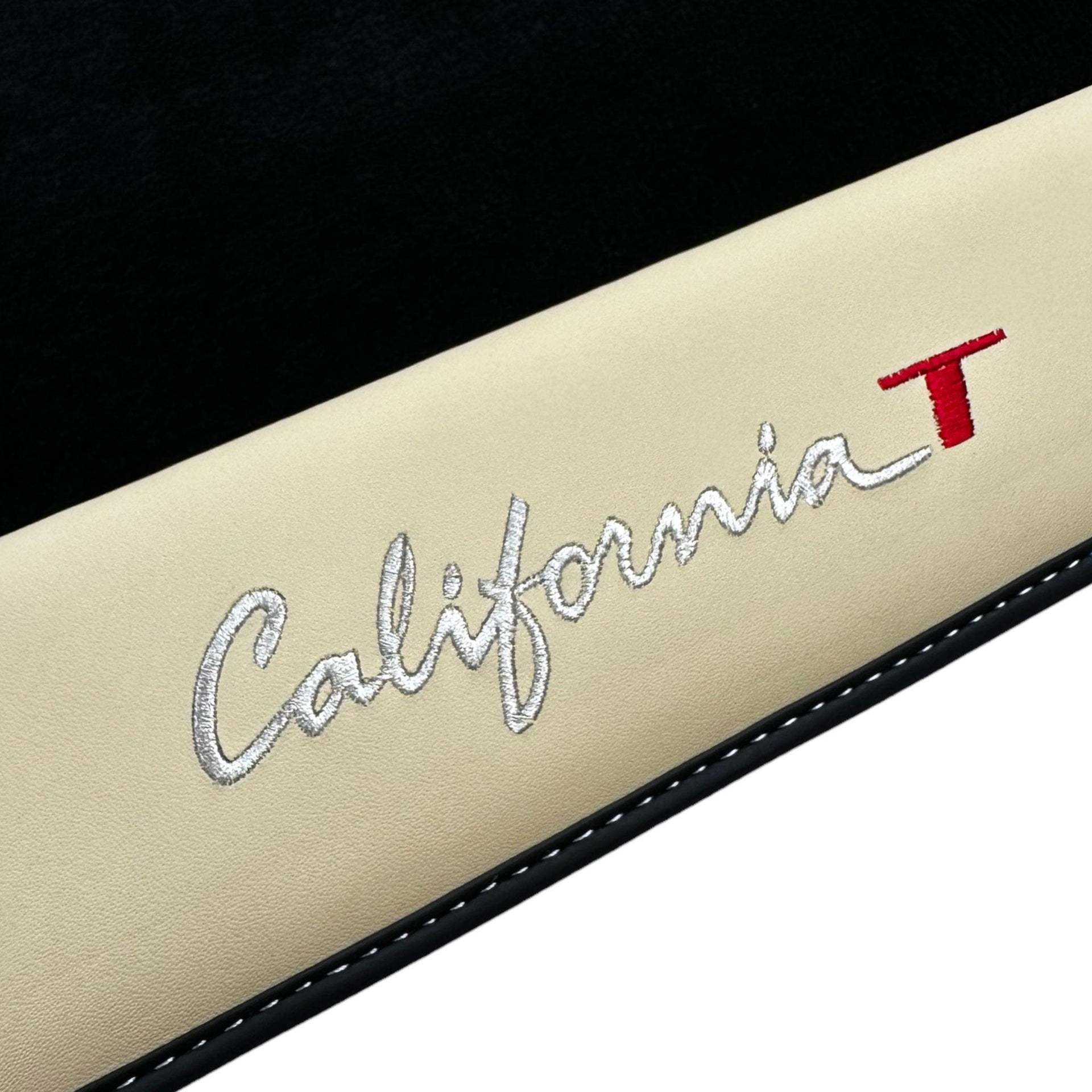 Black Floor Mats for Ferrari California T (2015–2018) Crema Nappa Leather - AutoWin