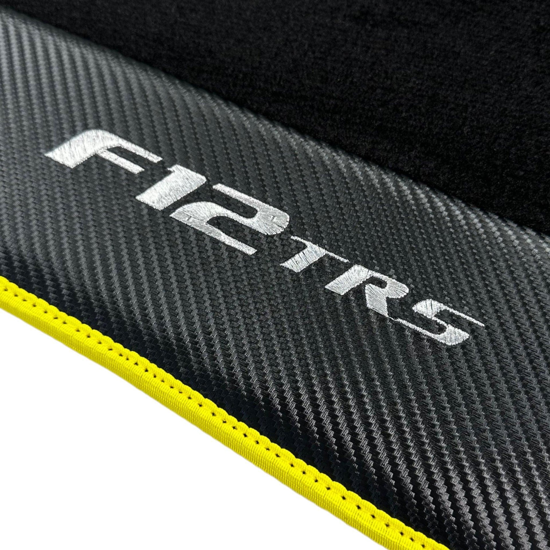 Black Floor Mats for Ferrari F12 TRS (2014) with Carbon Leather - AutoWin