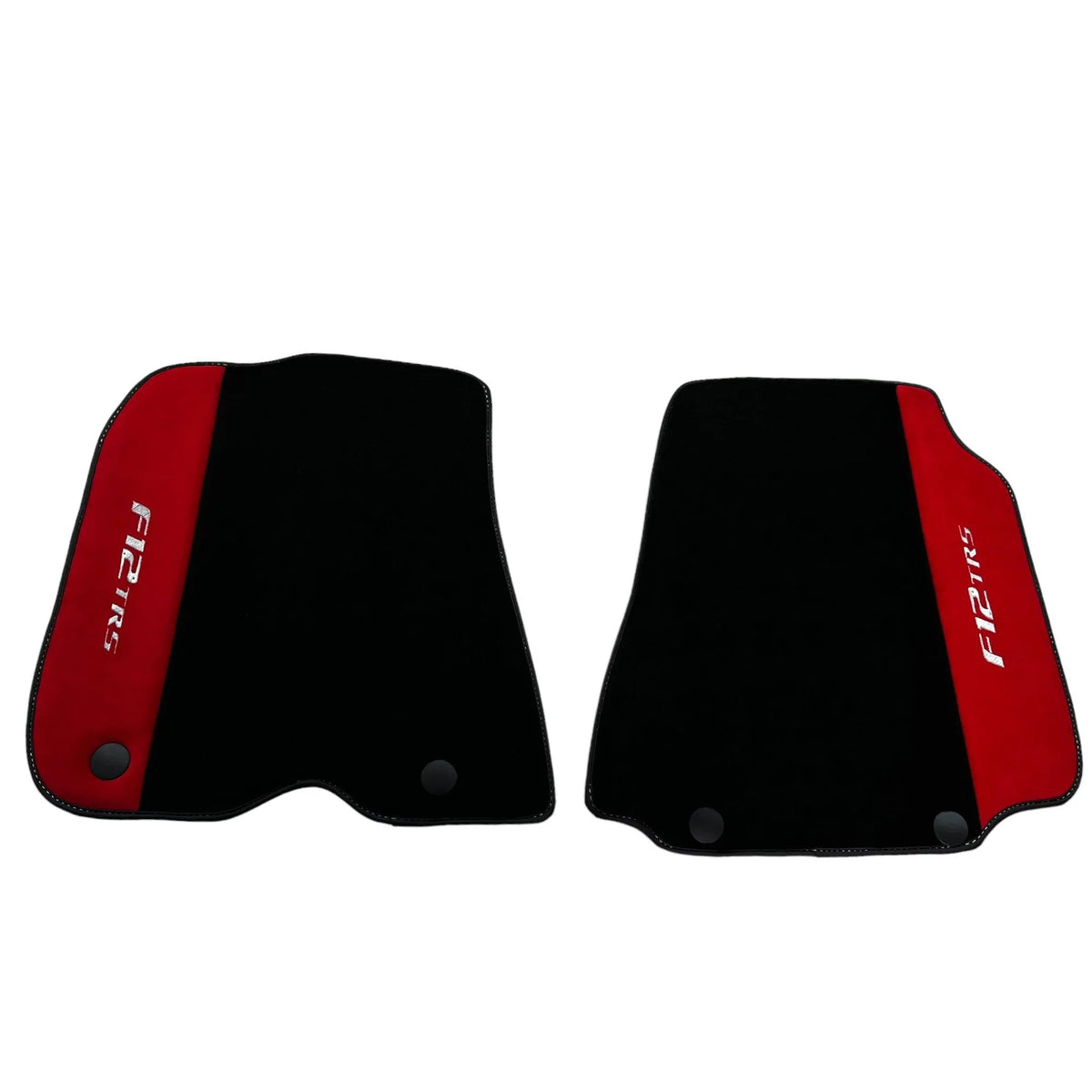 Black Floor Mats for Ferrari F12 TRS (2014) with Red Alcantara Leather - AutoWin