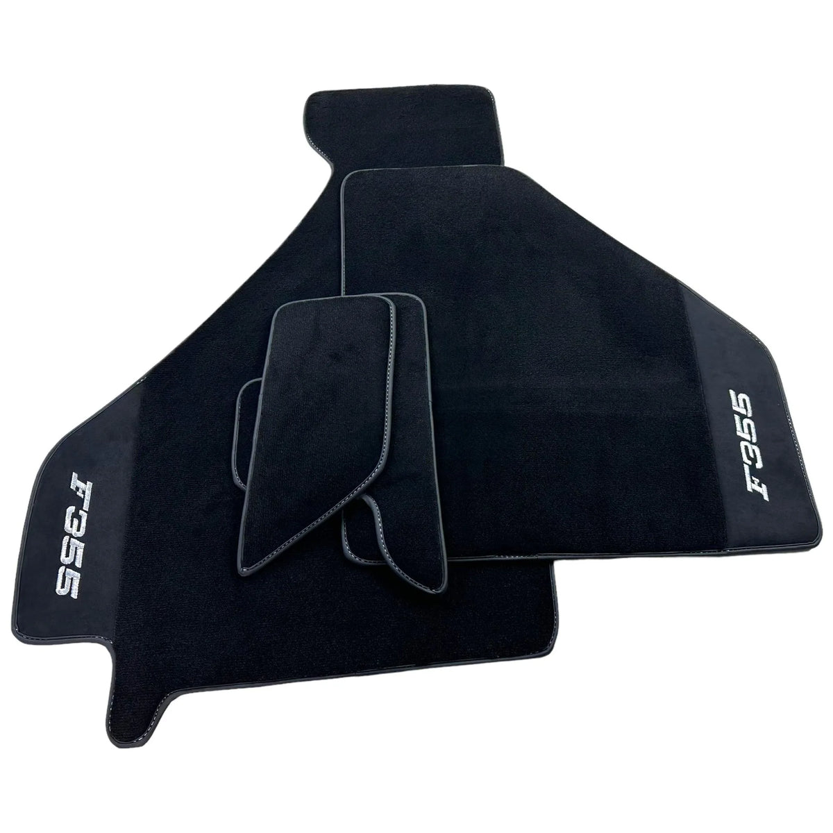 Black Floor Mats For Ferrari F355 1994-1999 With Alcantara Leather - AutoWin