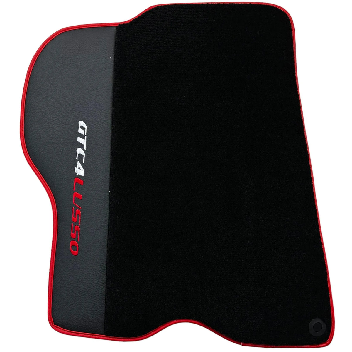 Black Floor Mats For Ferrari GTC4 Lusso (2016-2023) with Leather and Red Trim - AutoWin