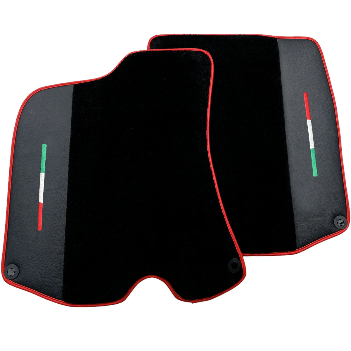 Black Floor Mats For Ferrari Portofino (2018-2023) With Leather and Red Trim