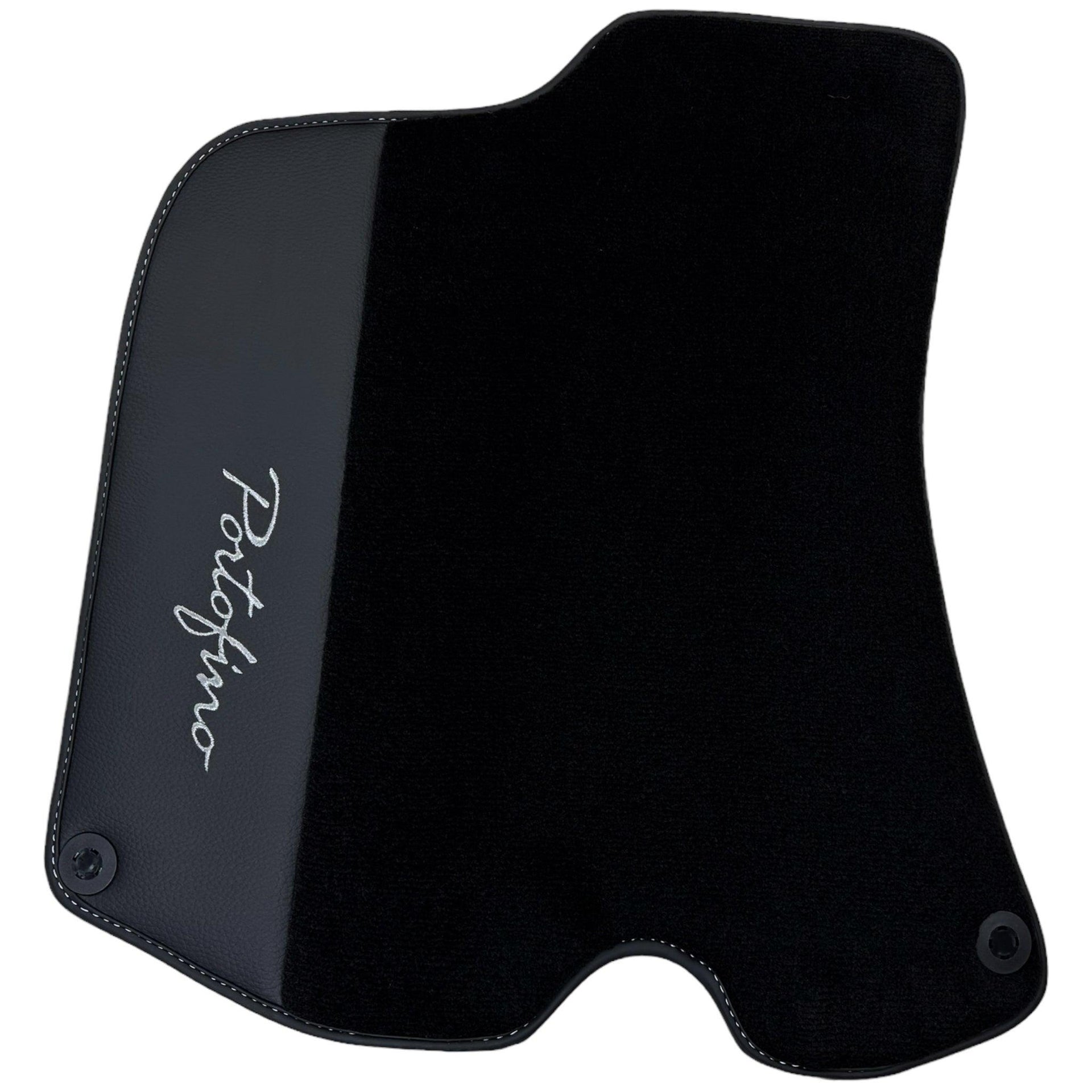 Black Floor Mats For Ferrari Portofino (2018-2023) With Leather - AutoWin
