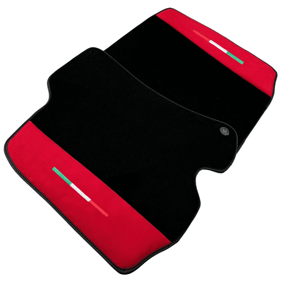 Black Floor Mats for Ferrari Portofino M (2018-2023) with Red Alcantara Leather
