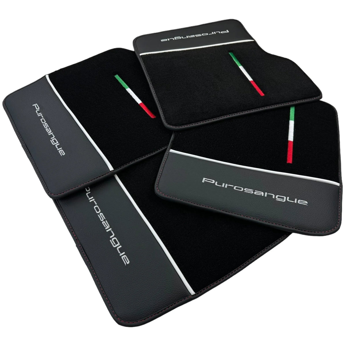 Black Floor Mats for Ferrari Purosangue with Leather - AutoWin