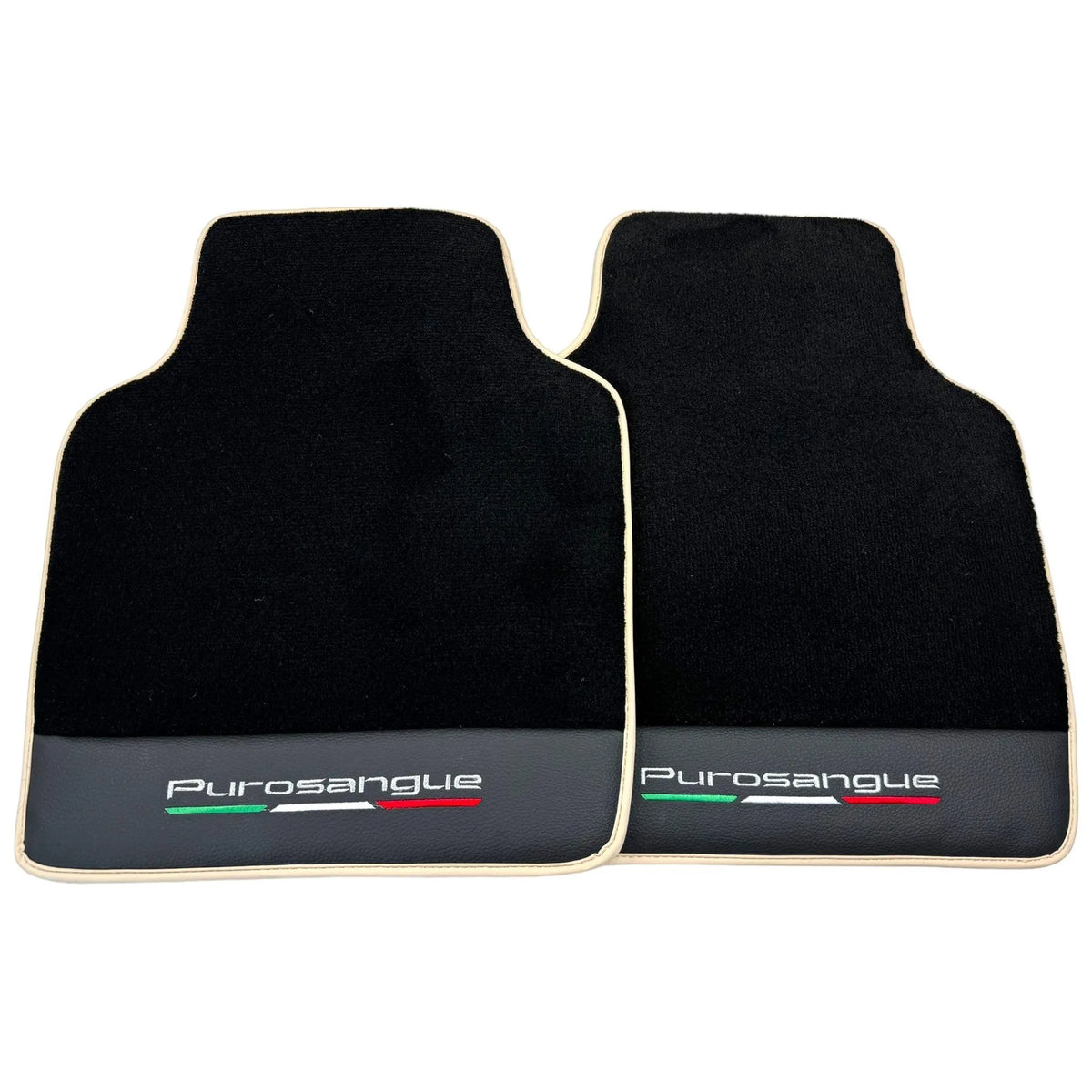 Black Floor Mats for Ferrari Purosangue with Leather and Beige Trim | Italian Edition - AutoWin