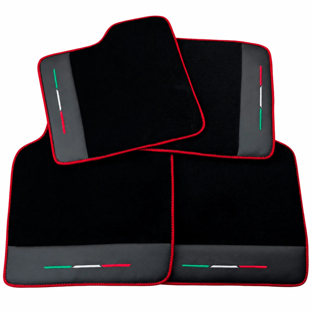 Black Floor Mats for Ferrari Purosangue with Leather and Black Trim | Italian Edition
