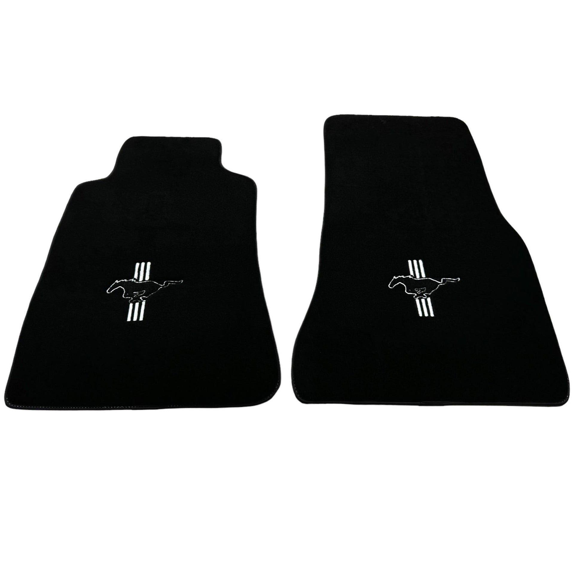 Black Floor Mats For Ford Mustang V (2004-2010) With Pony - AutoWin