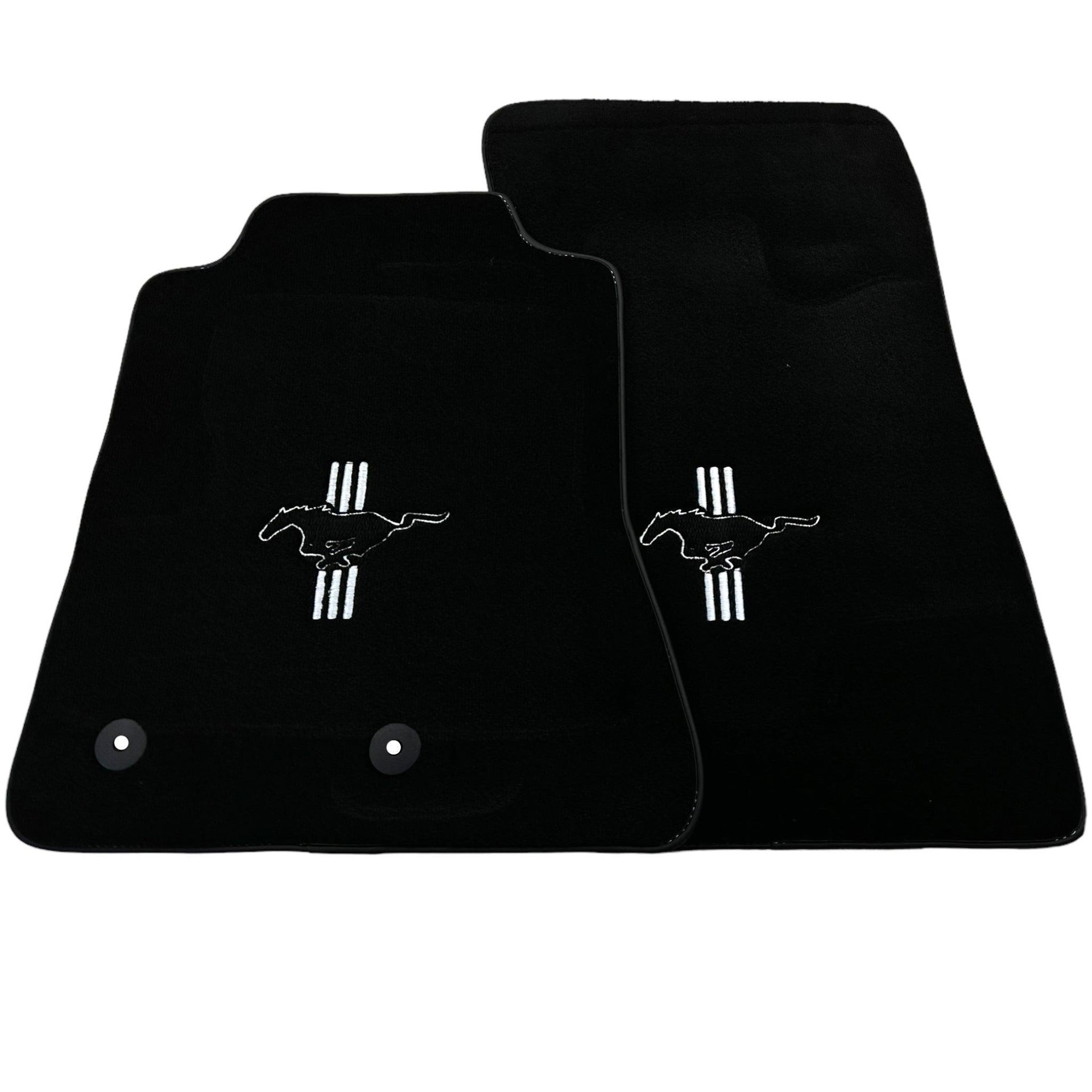 Black Floor Mats For Ford Mustang VI (2015-2023) With Pony - AutoWin