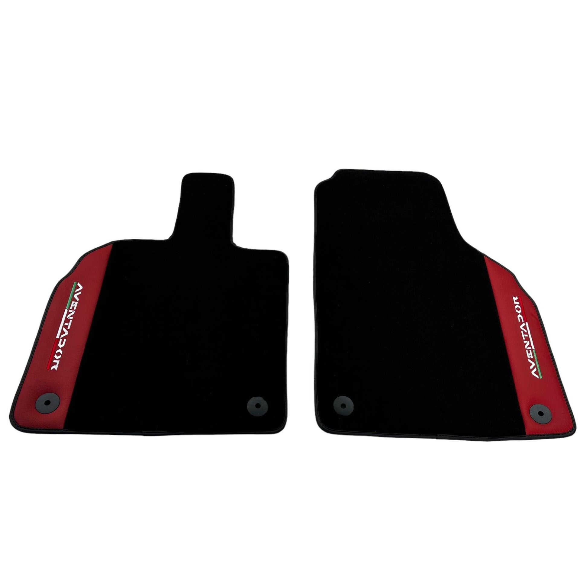 Black Floor Mats for Lamborghini Aventador With Red Leather - AutoWin